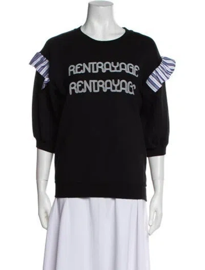 Pre-owned Rentrayage Graphic Print Crew Neck Sweatshirt In Black
