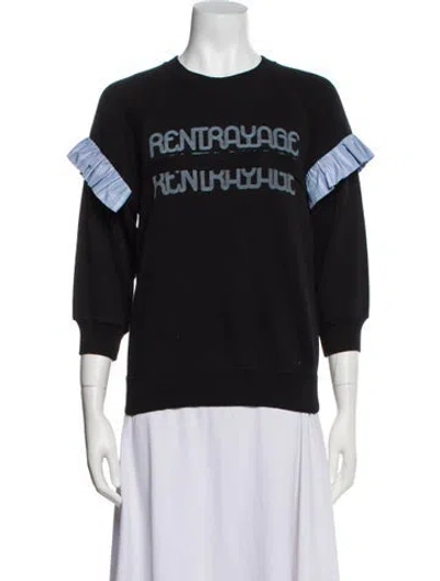Pre-owned Rentrayage Graphic Print Crew Neck Sweatshirt In Black