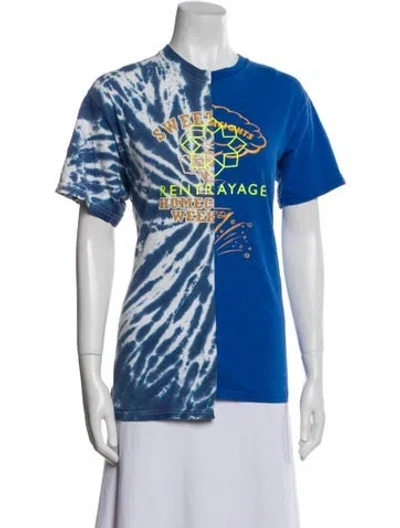 Pre-owned Rentrayage Graphic Print Crew Neck T-shirt In Blue