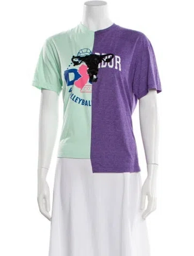 Pre-owned Rentrayage Graphic Print Crew Neck T-shirt In Purple