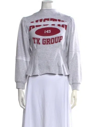Pre-owned Rentrayage Graphic Print Mock Neck Top In White