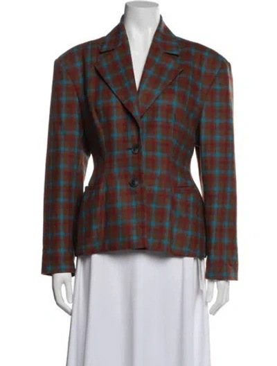 Pre-owned Rentrayage Plaid Print Blazer In Brown