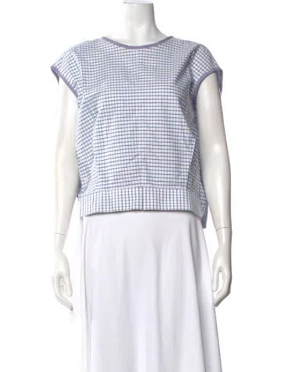 Pre-owned Rentrayage Plaid Print Crew Neck Top In White