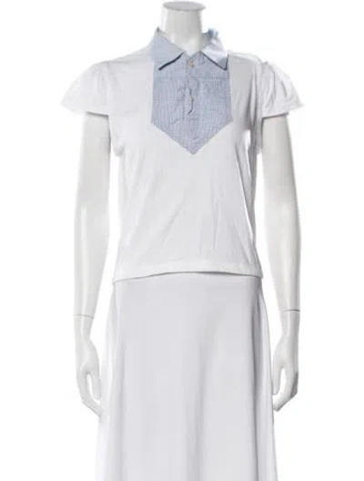 Pre-owned Rentrayage Plaid Print Short Sleeve Polo In White