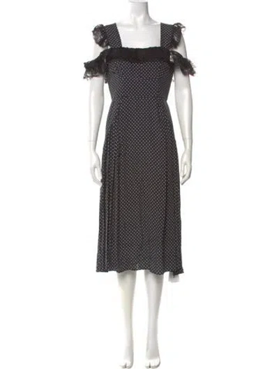 Pre-owned Rentrayage Polka Dot Print Midi Length Dress In Black