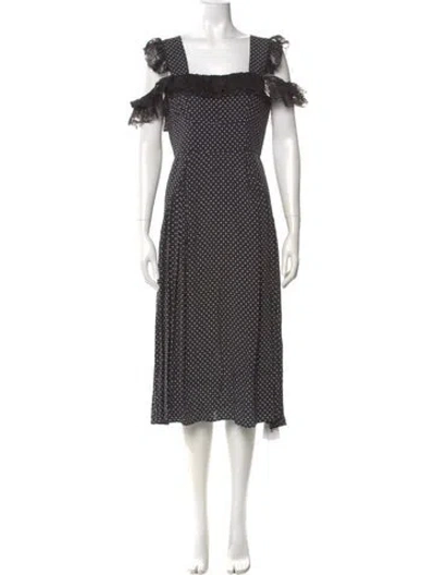 Pre-owned Rentrayage Polka Dot Print Midi Length Dress In Black