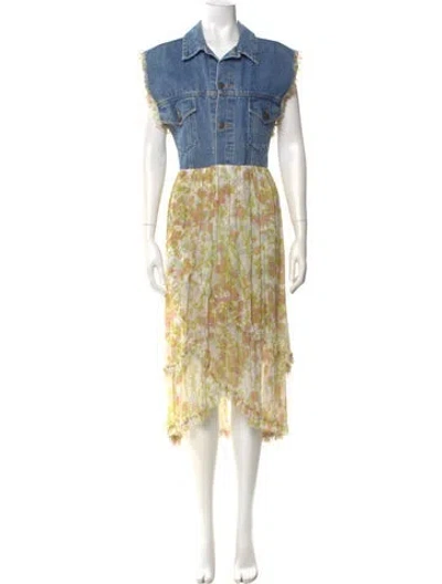 Pre-owned Rentrayage Printed Long Dress In Blue