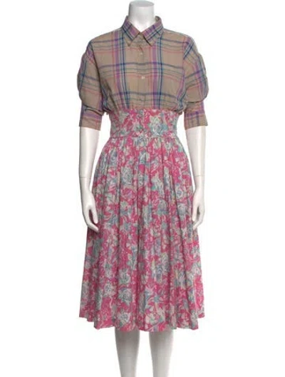 Pre-owned Rentrayage Printed Midi Length Dress In Pink