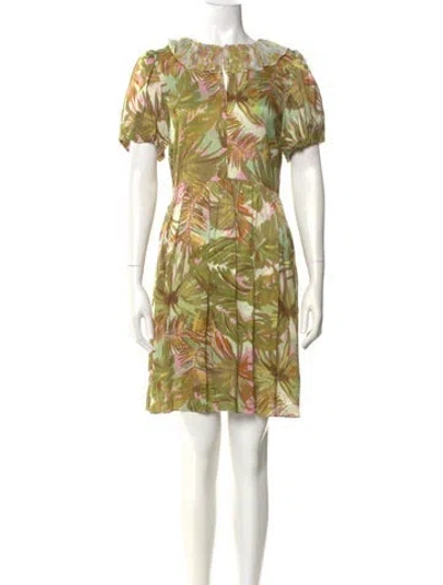Pre-owned Rentrayage Printed Mini Dress In Green