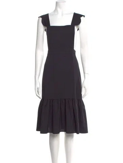 Pre-owned Rentrayage Square Neckline Midi Length Dress In Black