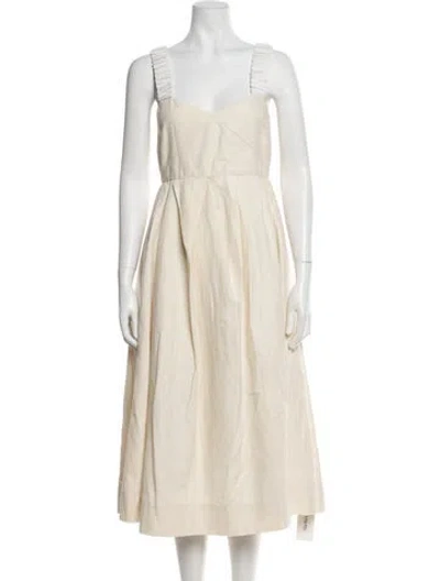 Pre-owned Rentrayage Square Neckline Midi Length Dress In Neutral