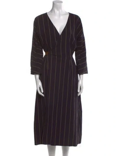 Pre-owned Rentrayage Striped Long Dress In Blue