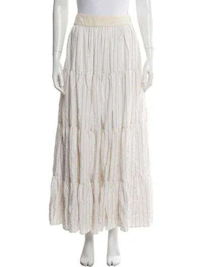 Pre-owned Rentrayage Striped Long Skirt In White