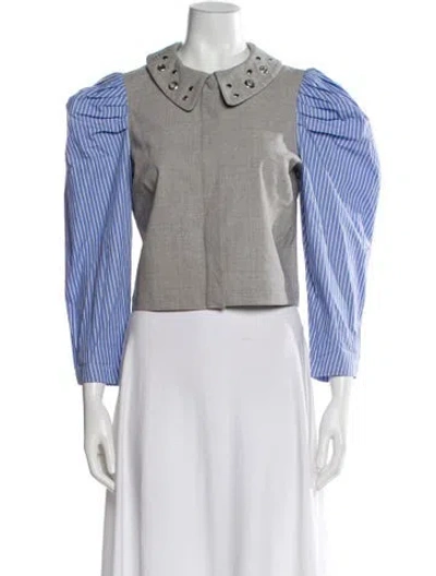 Pre-owned Rentrayage Striped Long Sleeve Top In Blue