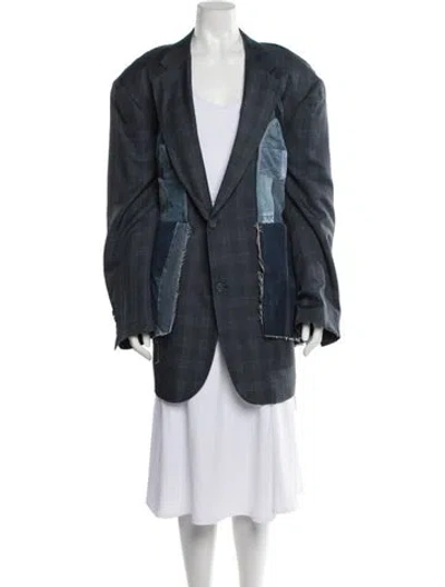 Pre-owned Rentrayage Tweed Pattern Blazer In Blue