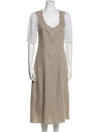 Pre-owned Rentrayage V-neck Long Dress In Neutral
