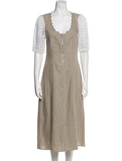 Pre-owned Rentrayage V-neck Long Dress In Neutral