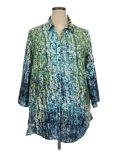 Pre-owned Renuar 3/4 Sleeve Blouse In Teal