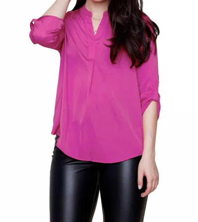 Renuar Lux Silky Woven Blouse In Plum In Pink