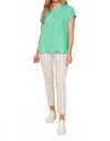 Renuar Airflow Cap Sleeve Blouse In Jade In Blue