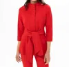 Renuar Belted Knit Jacket In Ferrari In Multi