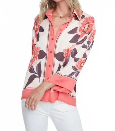 Renuar Bloom Garden Blouse In Coral In Pink