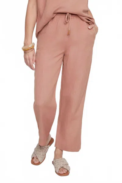 Renuar Blush Breeze Linen Cropped Pants In Mocha In Pink