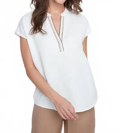 Renuar Blush Breeze Linen Top In Creme In White