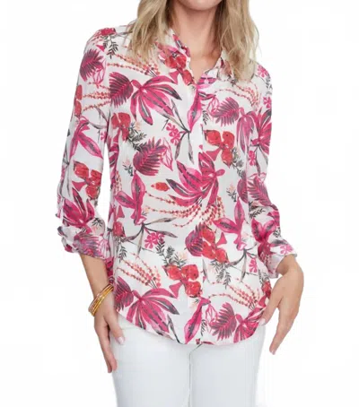 Renuar Breeze Button-down Blouse In Orchid Bloom In Multi