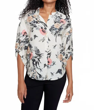 Renuar Butterfly Garden Breeze Blouse In Black Combo In Multi