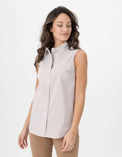Renuar Button Down Woven Blouse In Stone In White