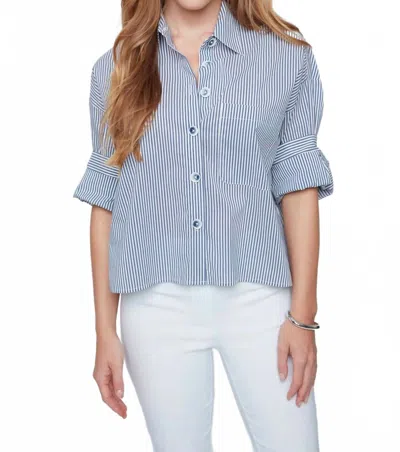 Renuar Button Up Top In Indigo Combo In Blue