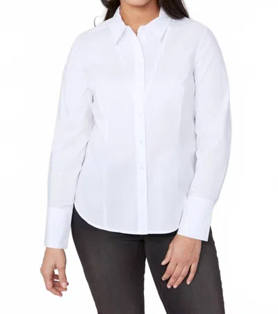 Renuar Button Up Woven Blouse In Cloud In White