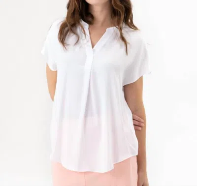Renuar Cap Sleeve Airflow Blouse In White