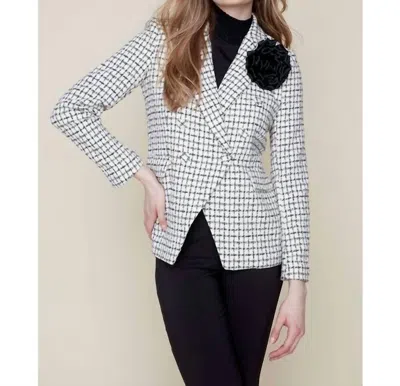 Renuar Classic Double-breasted Blazer In Cream Combo In White