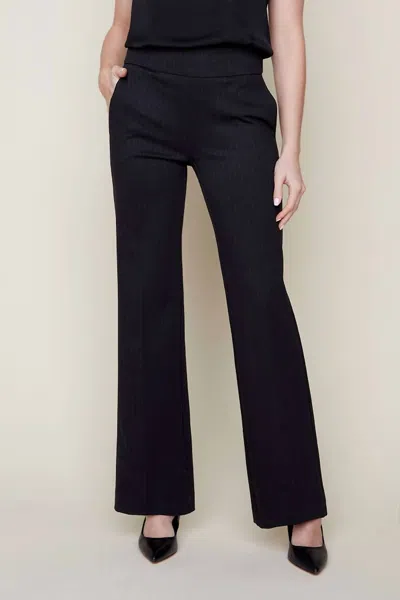 Renuar Classic Pinstripe Wide Leg Trousers In Carbon In Grey
