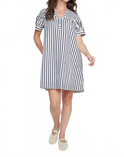 Renuar Coastal Cabana Stripe Mini Dress In Indigo In White