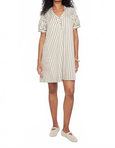 Renuar Coastal Cabana Stripe Mini Dress In Khaki In Green