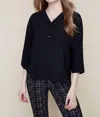 Renuar Collared Button Top Blouse In Black In Black