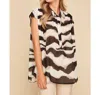 Renuar Cotton Voile Blouse In Zebra Print In Multi