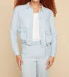 Renuar Cropped Woven Jacket In Chambray