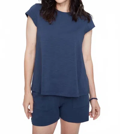Renuar Everyday Ease Cotton Top In Navy In Burgundy