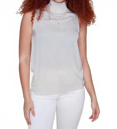 Renuar Everyday Sleeveless Mock Neck Shell Top In Oyster In White