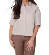 Renuar Felicity Stripe Top In Beige In Gray