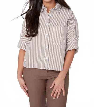 Renuar Felicity Stripe Top In Beige In Gray