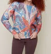 Renuar Floral Print Sweater In Rust Combo In Multi