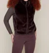 Renuar Fur Vest In Chocolate In Gold