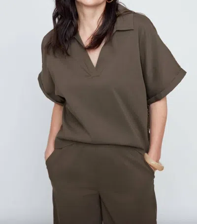 Renuar Grove Eyelet Top In Olive In Brown