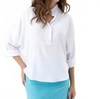 Renuar High Twist Woven Blouse In Creme In White