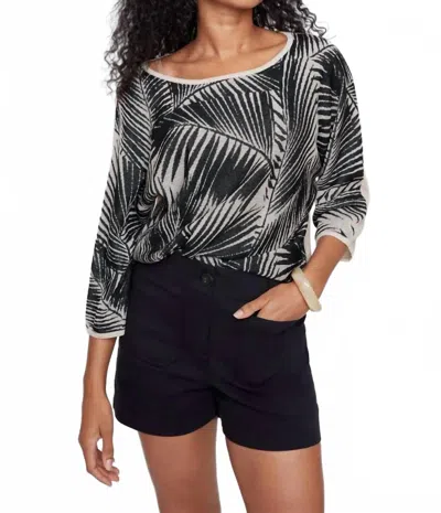 Renuar Jacquard Palm Knit Sweater In Cashew In Black